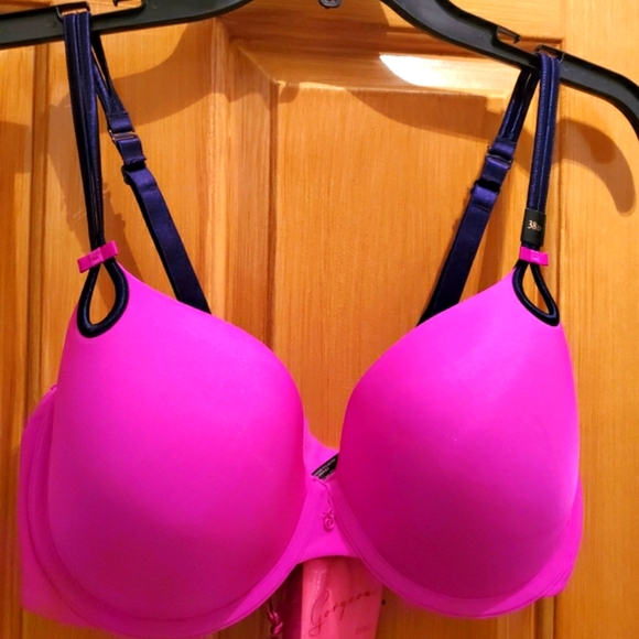 Bra demi NWT 38D Victoria Secret 5 ways to wear it deep pink with black straps - Picture 5 of 8